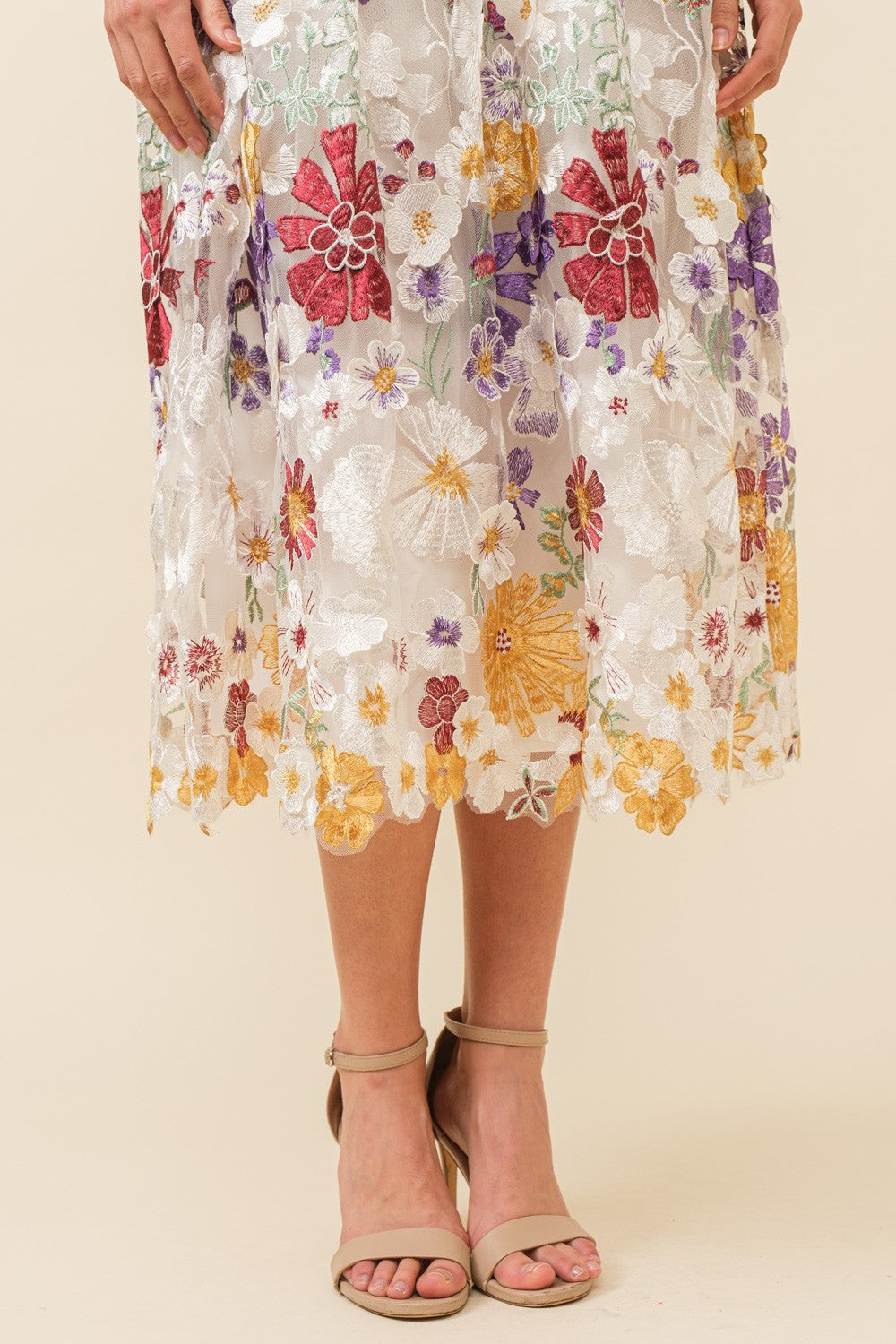 White Floral Midi Dress