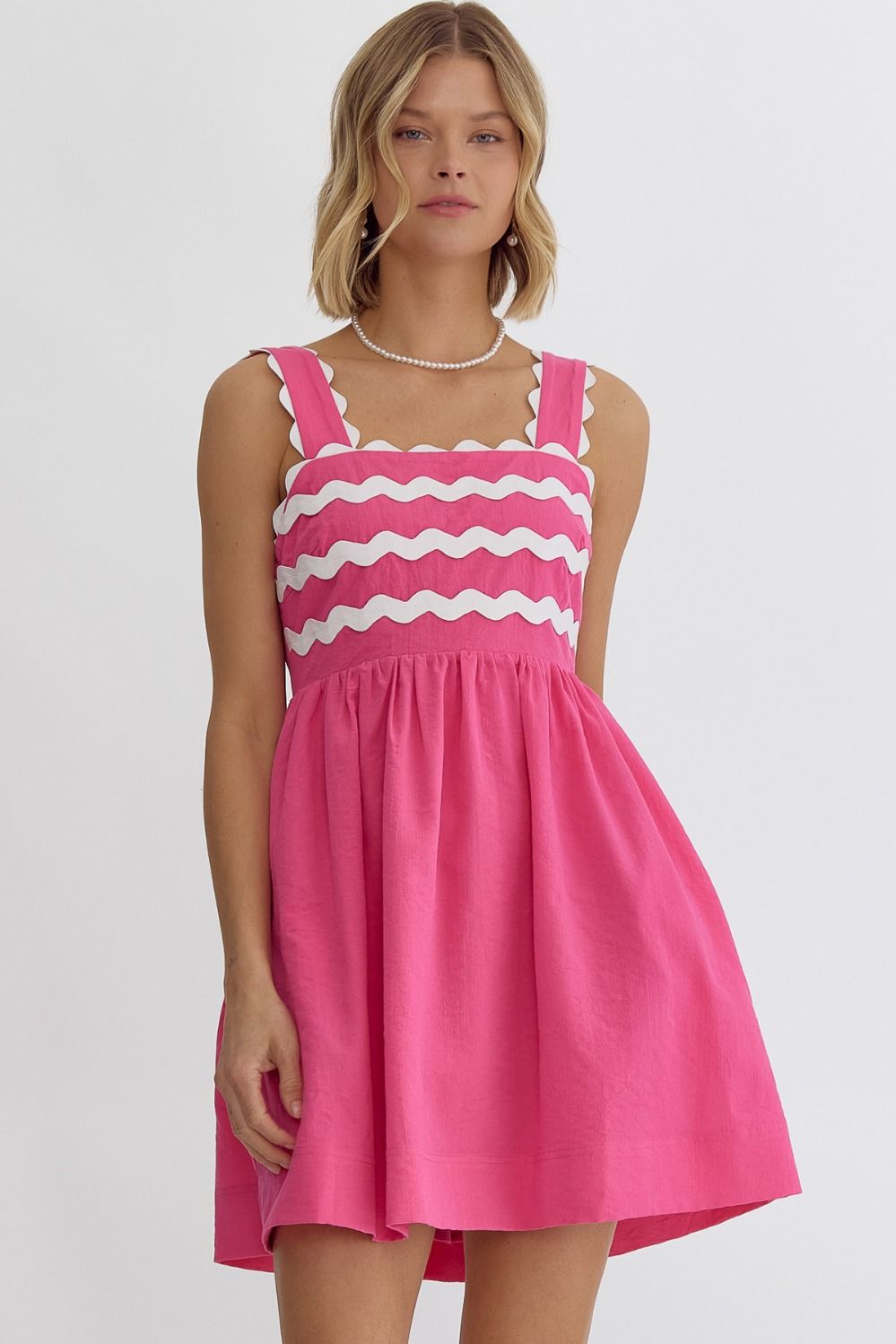 Fuchsia Sleeveless Ric Rac Dress