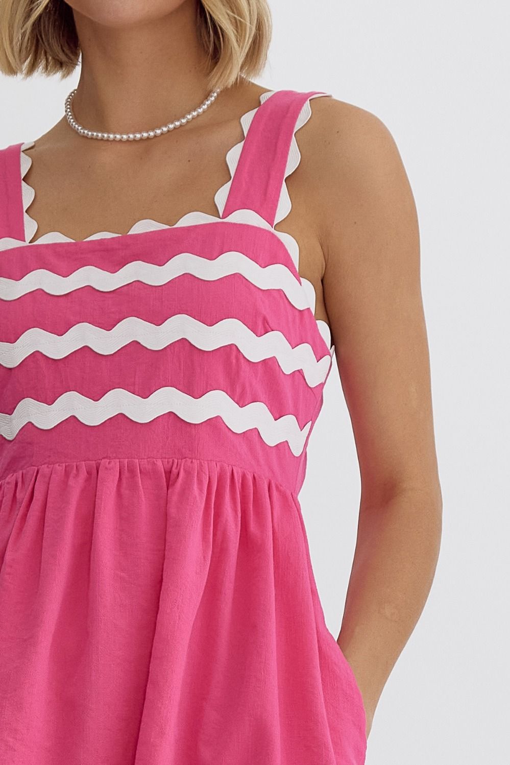 Fuchsia Sleeveless Ric Rac Dress