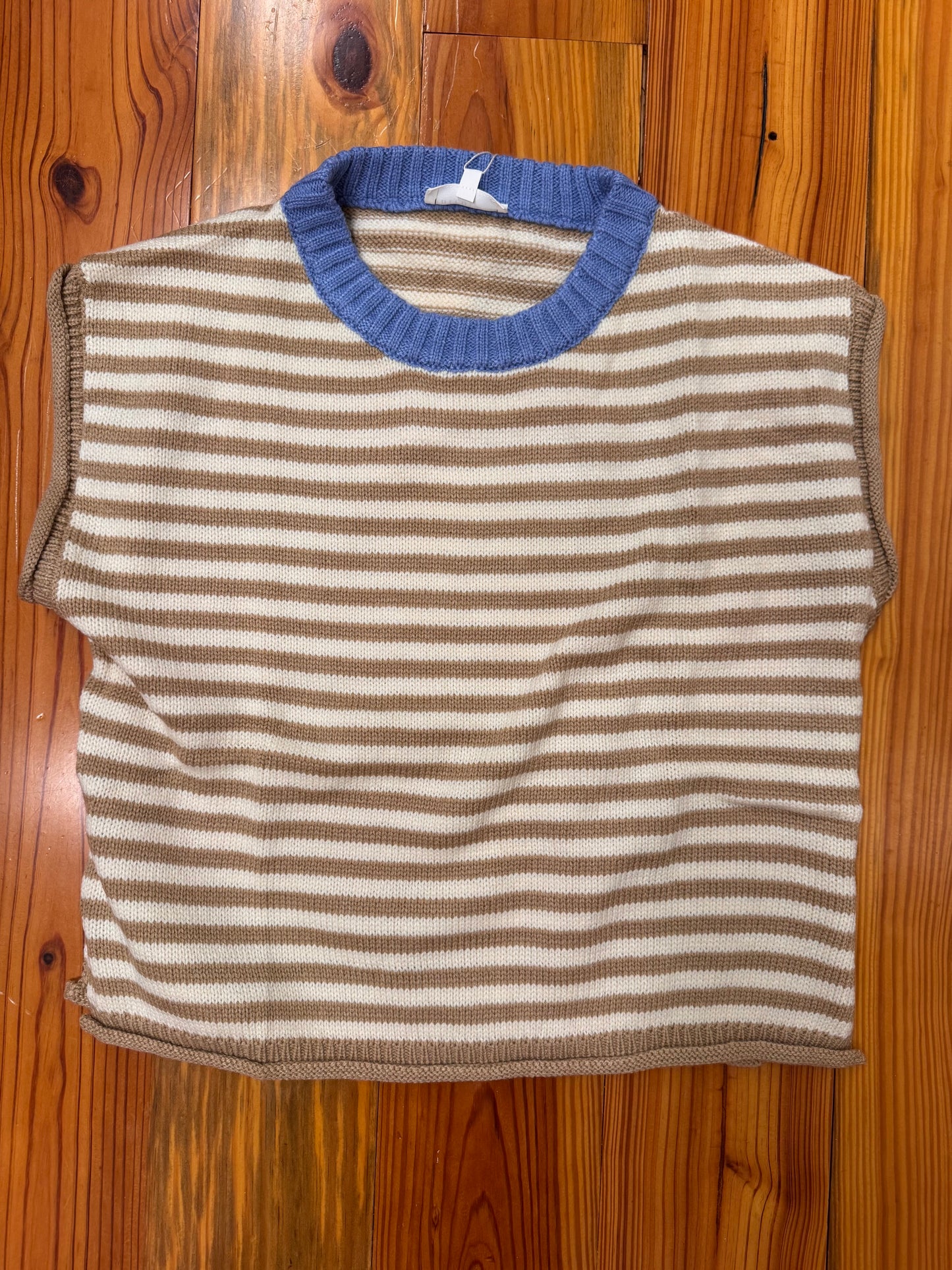 Taupe Stripe Mock Neck Top