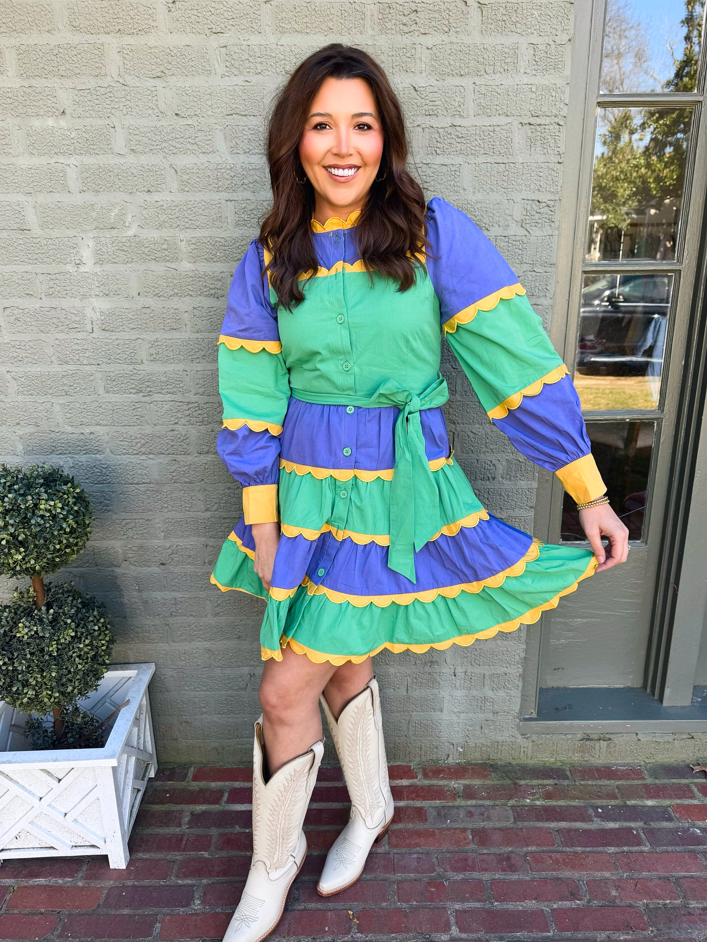 Mardi Gras Ric Rac Ruffle Dress