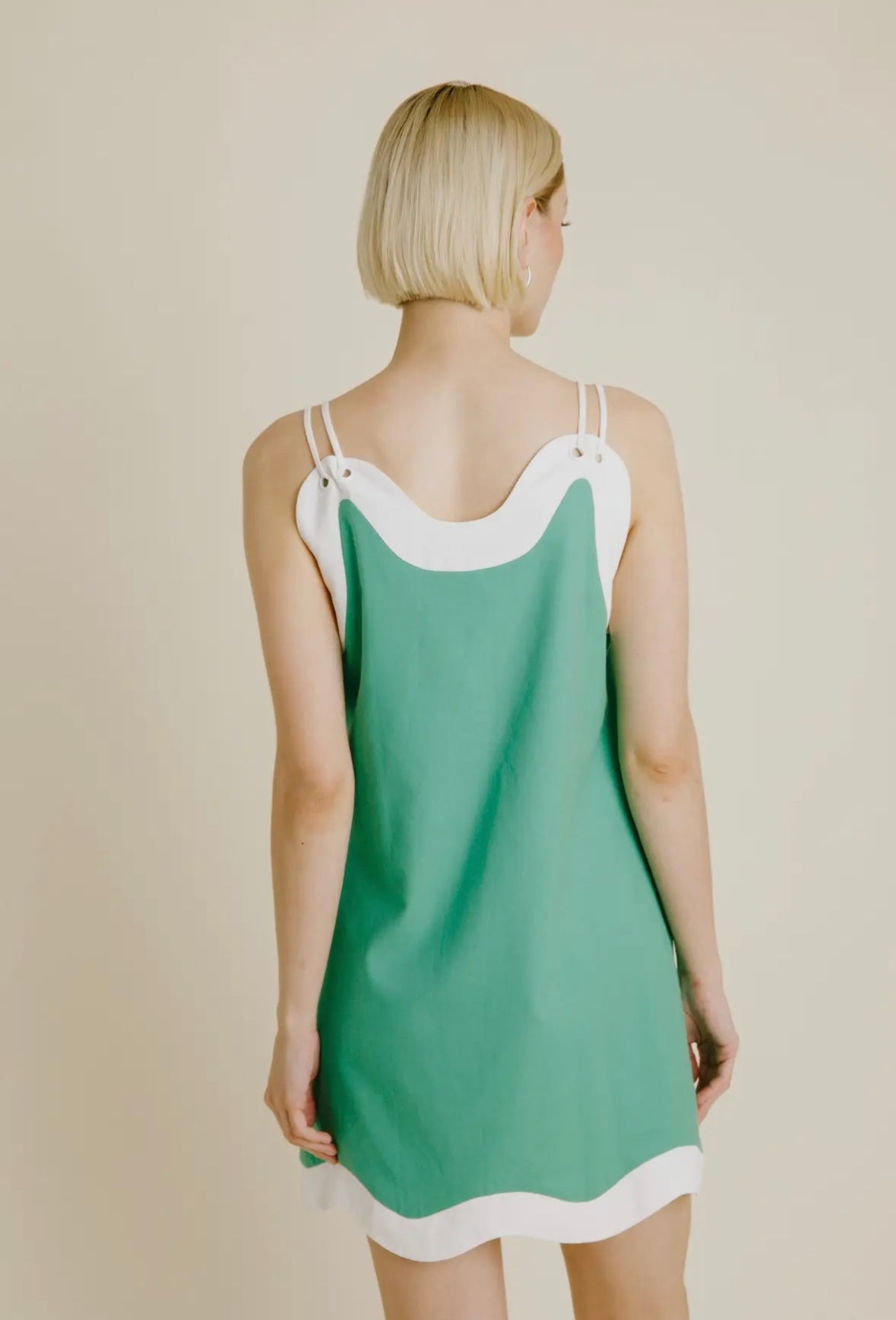 Green Wave Hem Dress