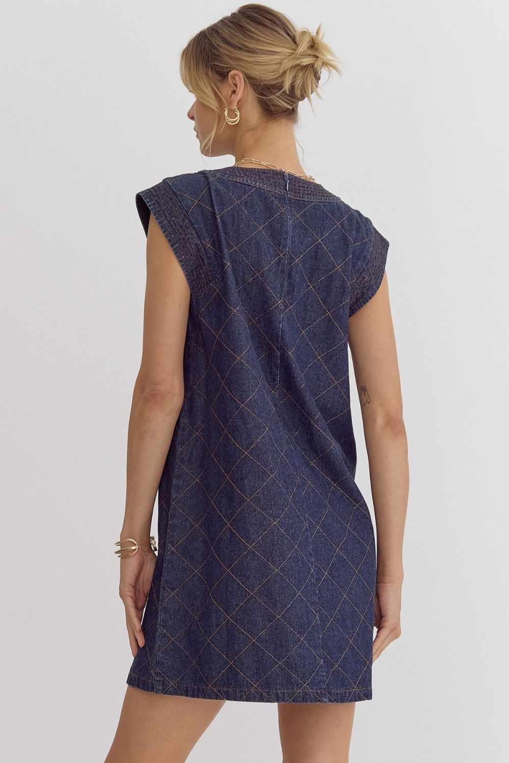 Dark Denim Quilted Dress