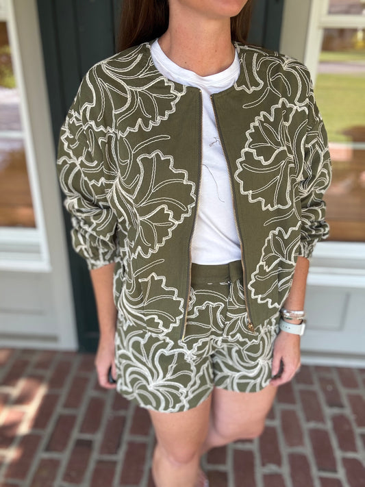 Olive Embroidered Set