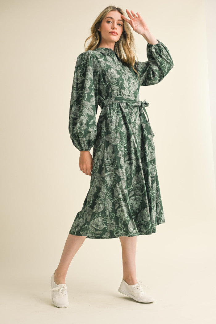 Dark Hunter Green Bubble Hem Midi Shirt Dress