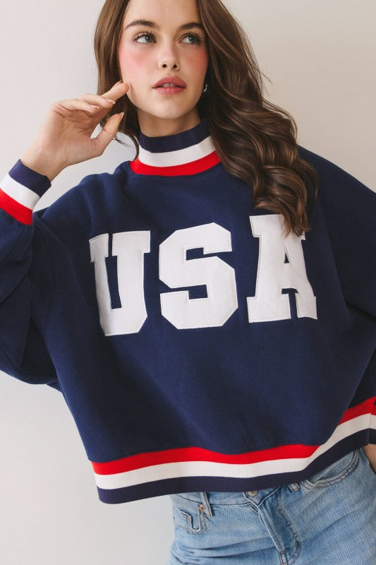 USA Navy Mock Neck Sweatshirt