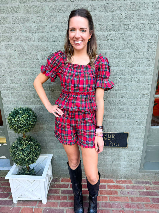 Christmas Plaid Short Set