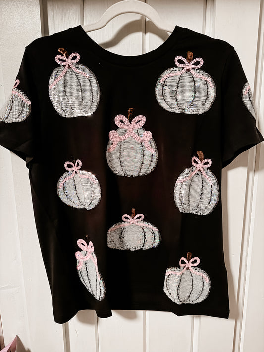 Sequin Bow Pumpkins Tee