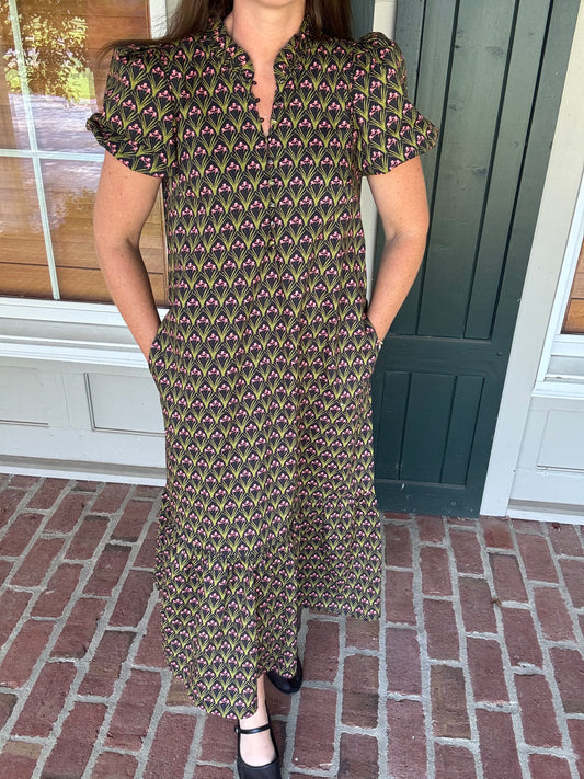 Black Puff Sleeve Midi