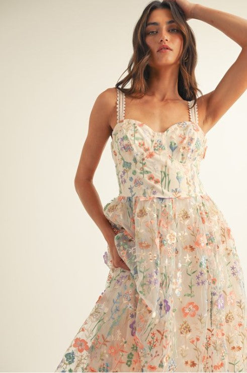 3D Floral Mesh Midi