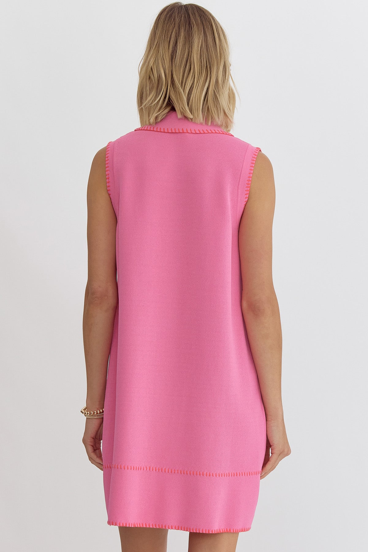 Pink Knit Polo Dress