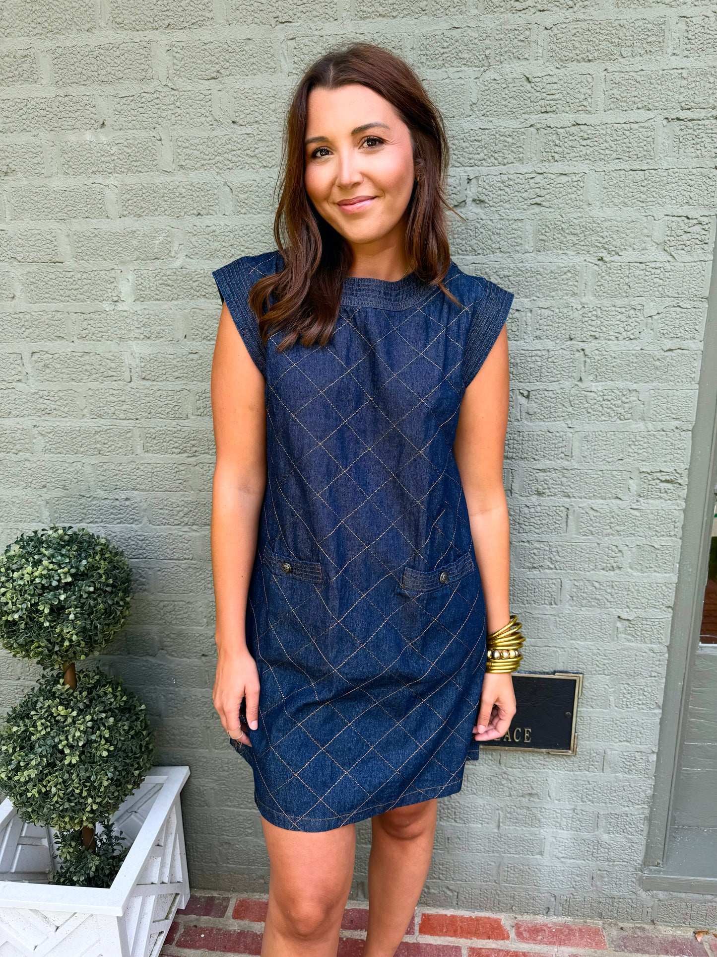 Dark Denim Quilted Dress