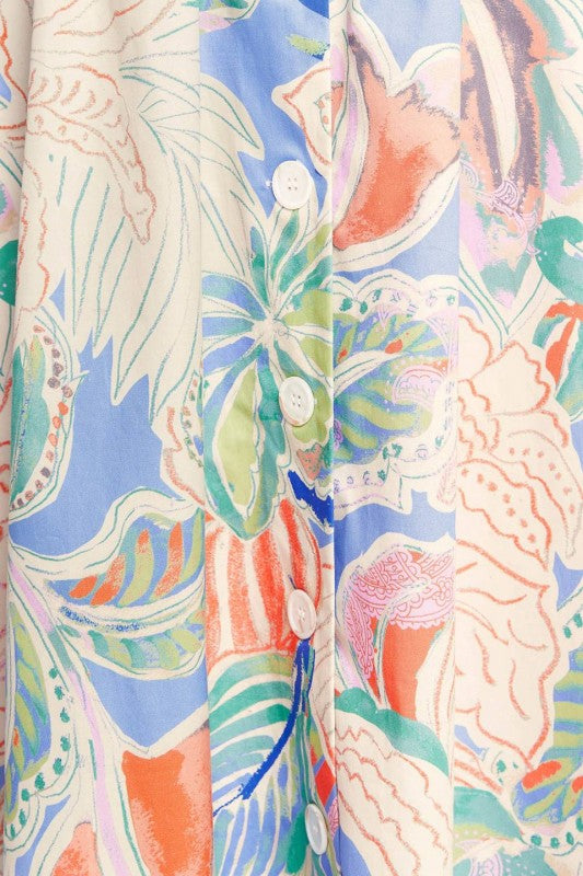 Periwinkle Printed Woven Midi Skirt