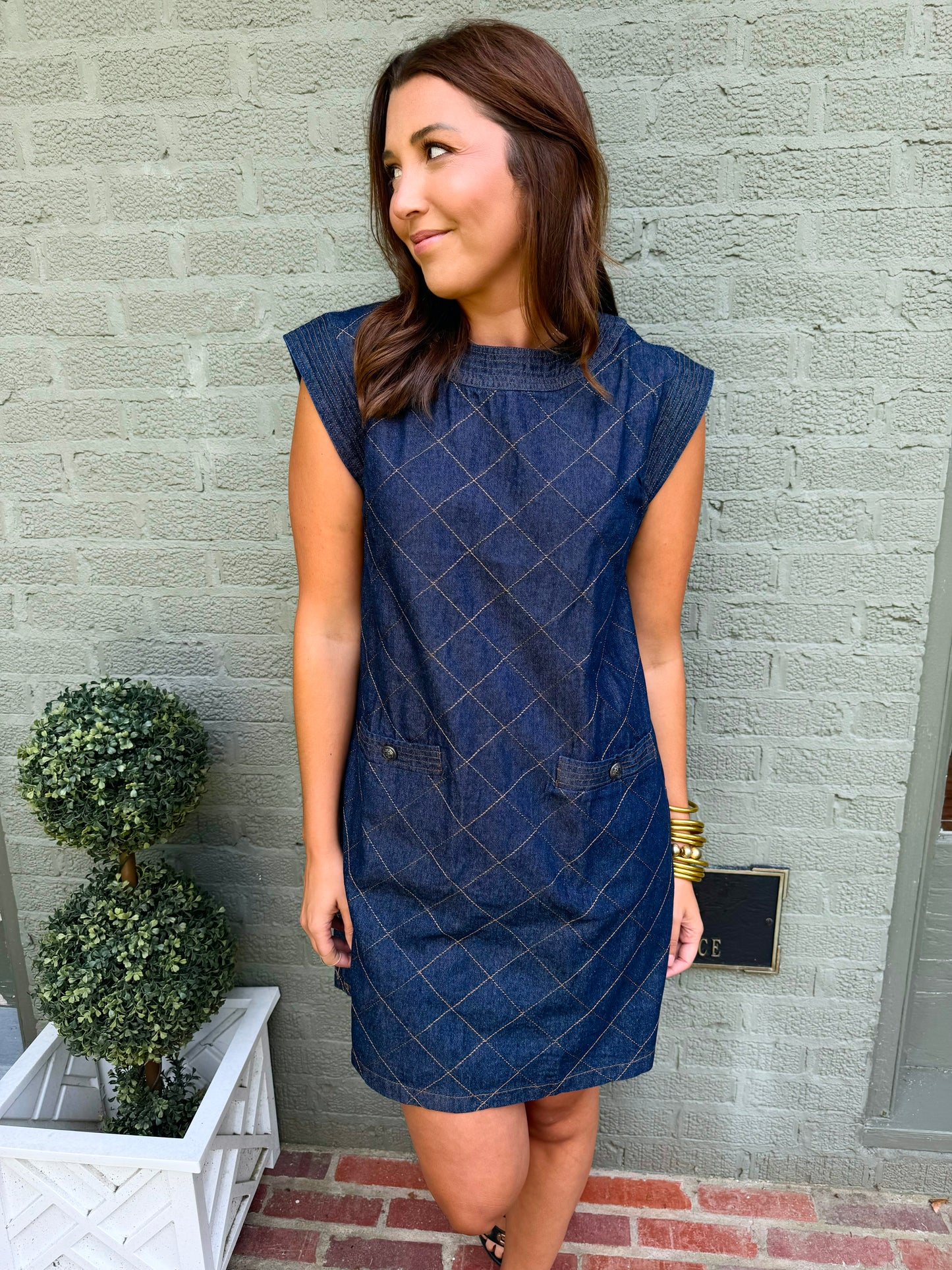 Dark Denim Quilted Dress