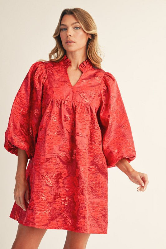 Red Jacquard Dress