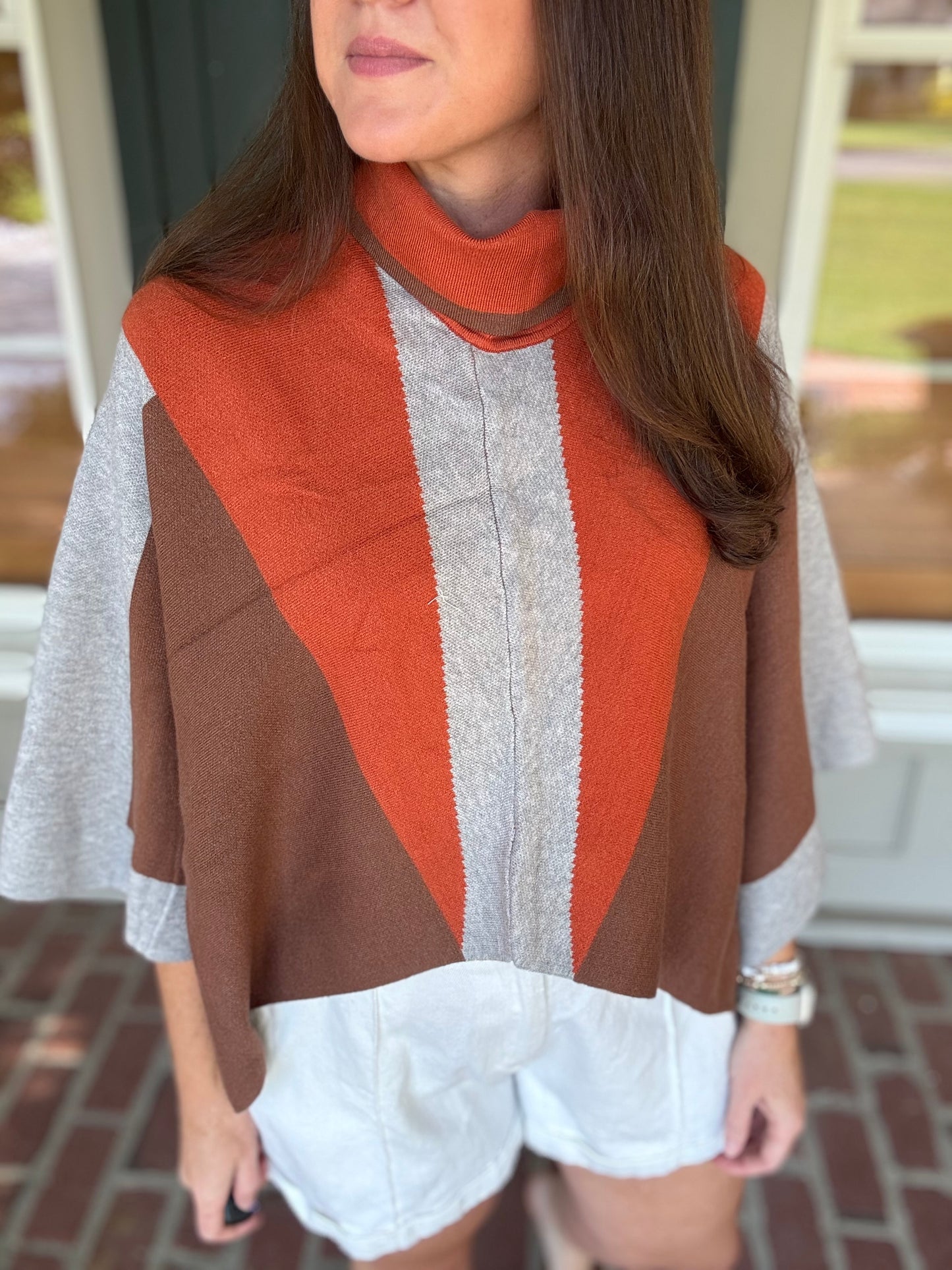 Fall Colorblock Poncho