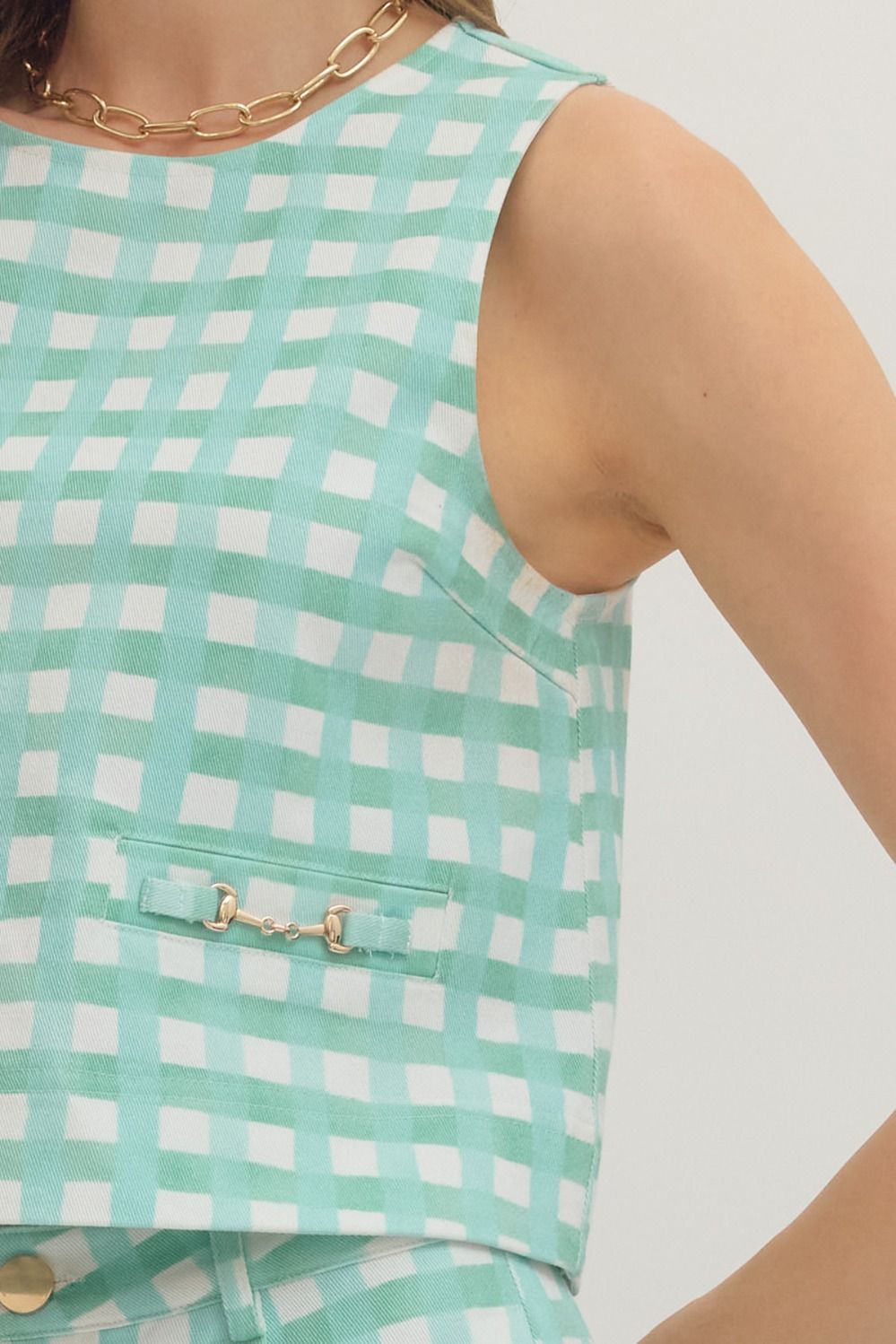Mint Plaid Horse Bit Short Set