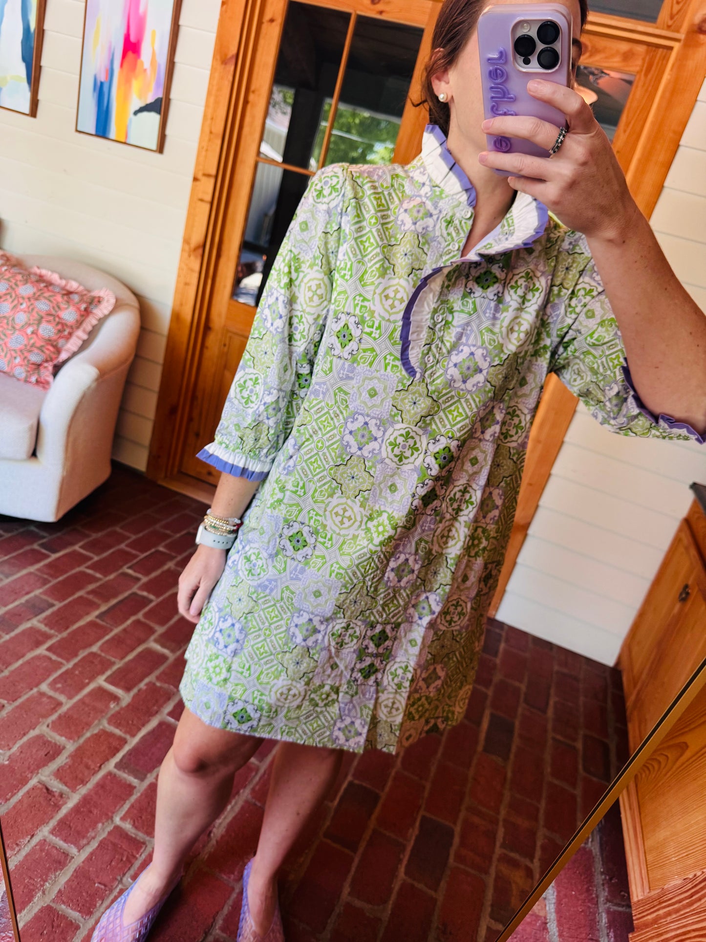 Kelly and Lavender Tile Dress