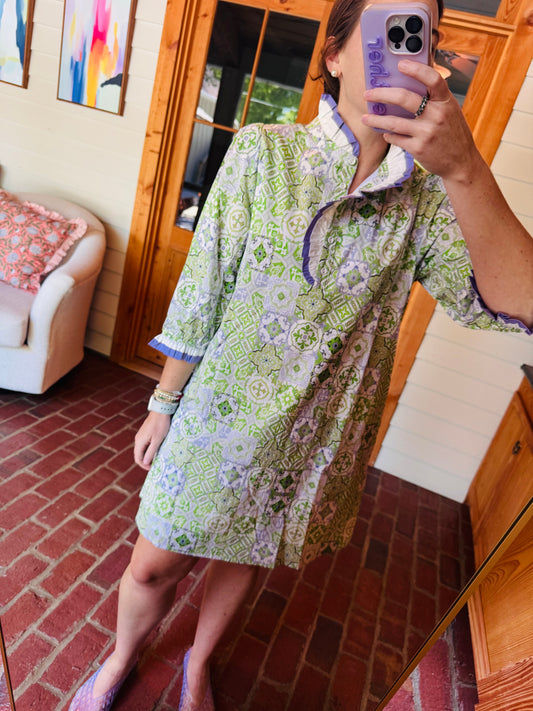 Kelly and Lavender Tile Dress
