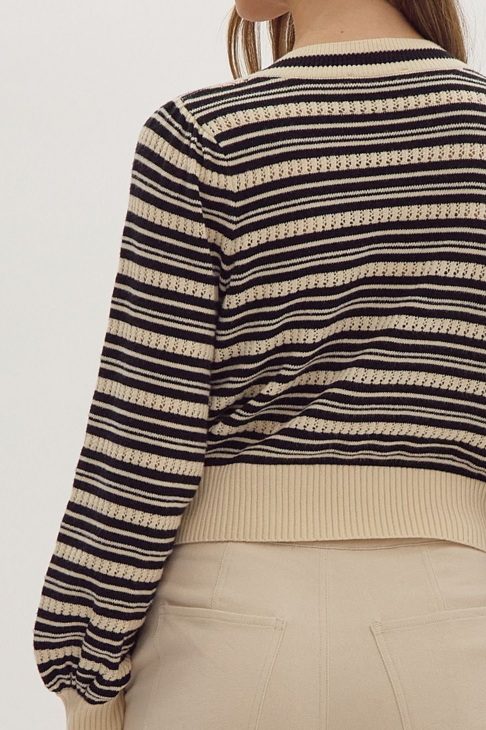 Black Striped Bow Sweater