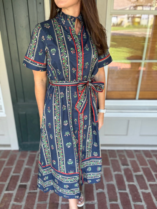 Navy Floral Midi