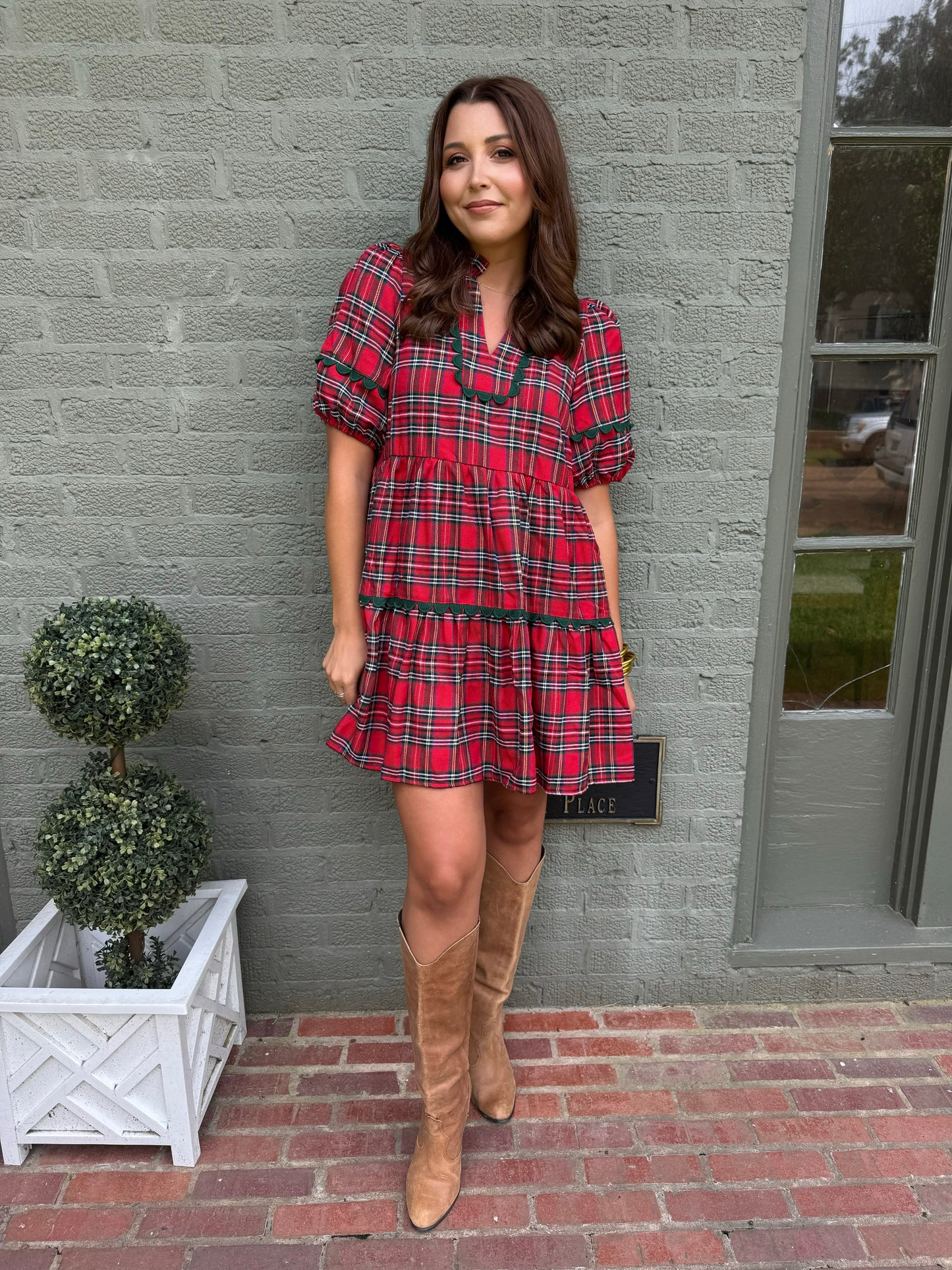 Red Tartan Ric Rac Dress