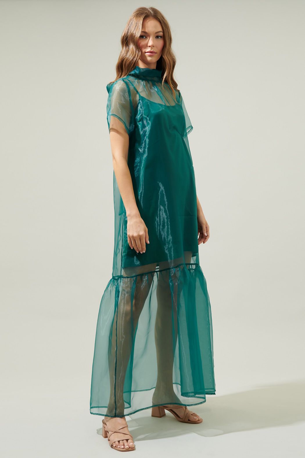 Emerald Organza Long Dress