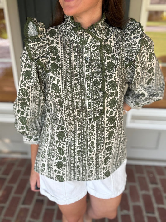 Olive Loveshack Ruffle Top