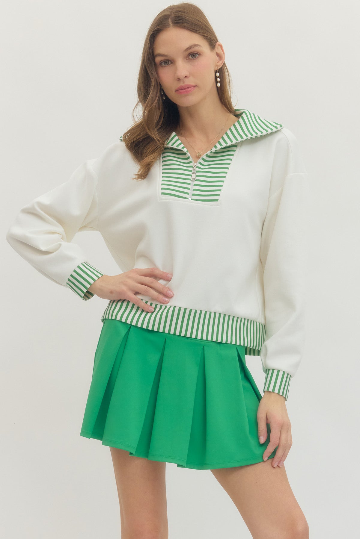 Green Pleated Skort