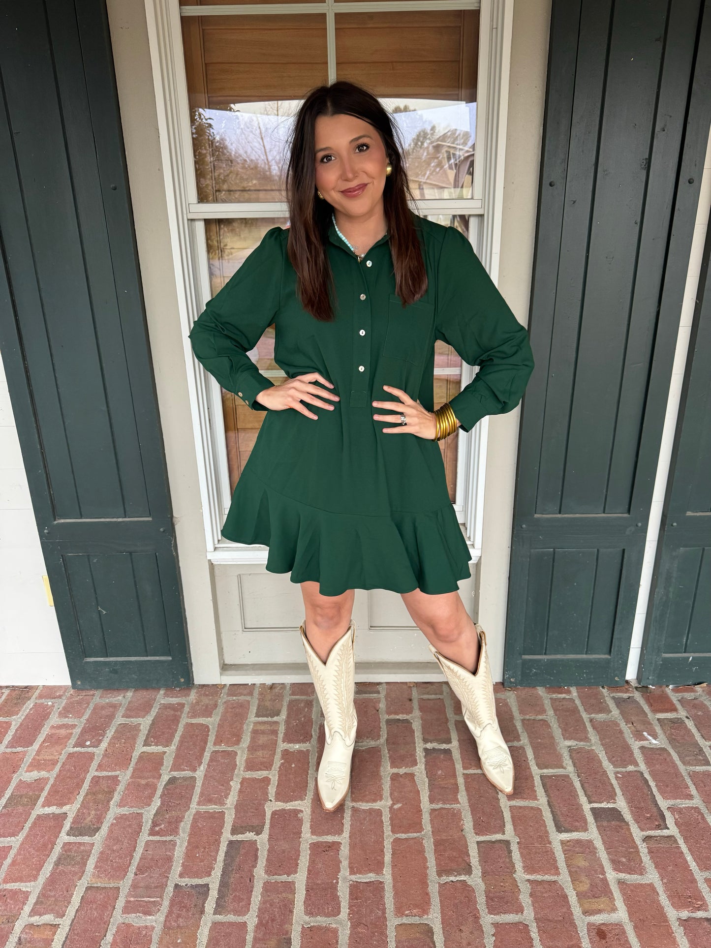 Hunter Green Inspired Shirt Dress