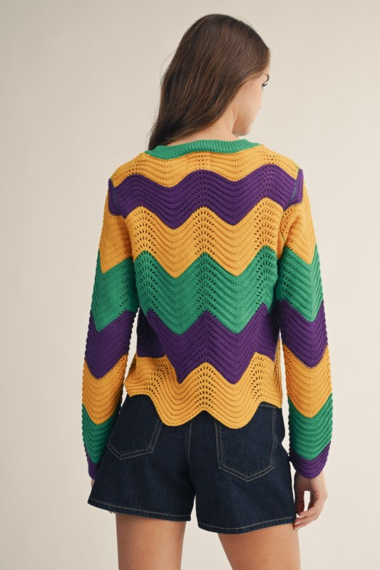 Mardi Gras Wave Sweater